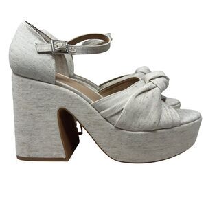 Copper Key Platform Sandals Size 11 Beige Picnic Denim Heels